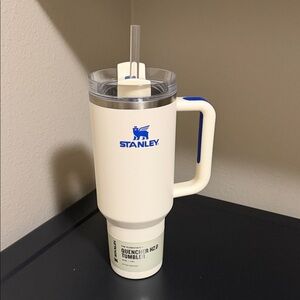 Stanley Cream Tumbler with Blue Accents